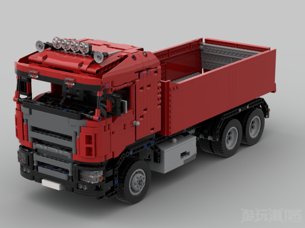 红色斯堪尼亚翻斗车Red Scania Dump Truck -1