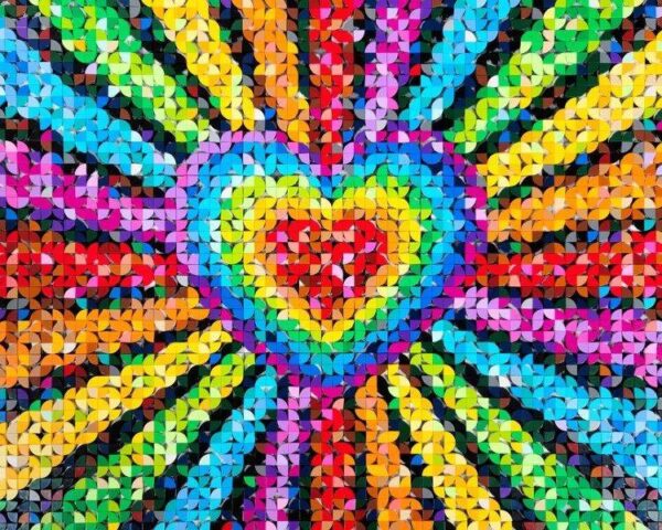 彩虹之心！乐高颗粒色彩与拼接艺术的完美融合！