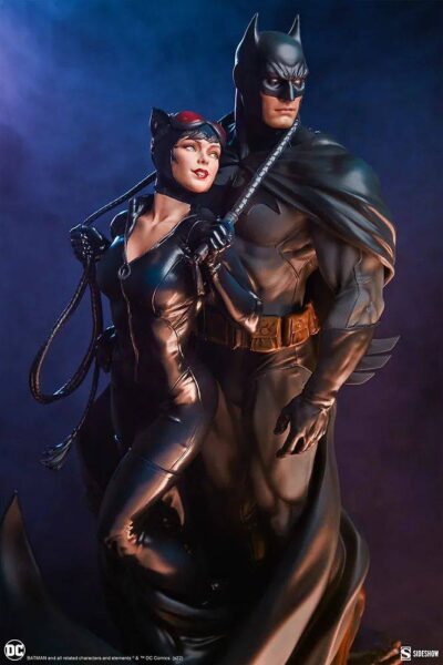 Sideshow DC【蝙蝠侠与猫女】Batman and Catwoman 全身雕像 逼真捕捉两人独处的互动场面