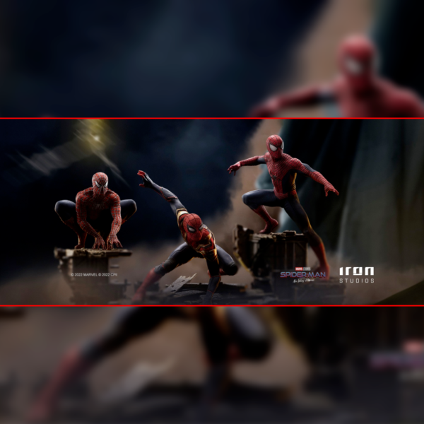 Iron Studios《蜘蛛侠：英雄无归》蜘蛛侠“彼得·帕克”三代同堂1/10比例全身雕像