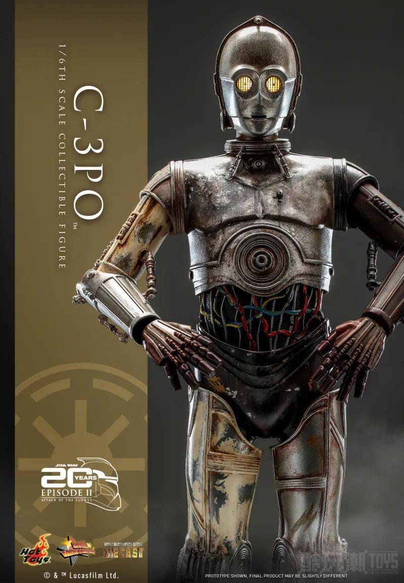 Hot Toys《星球大战前传2：克隆人的进攻》C-3PO 1/6 比例收藏级人偶 可换上 B1战斗机器人头雕朝绝地开枪！ -1