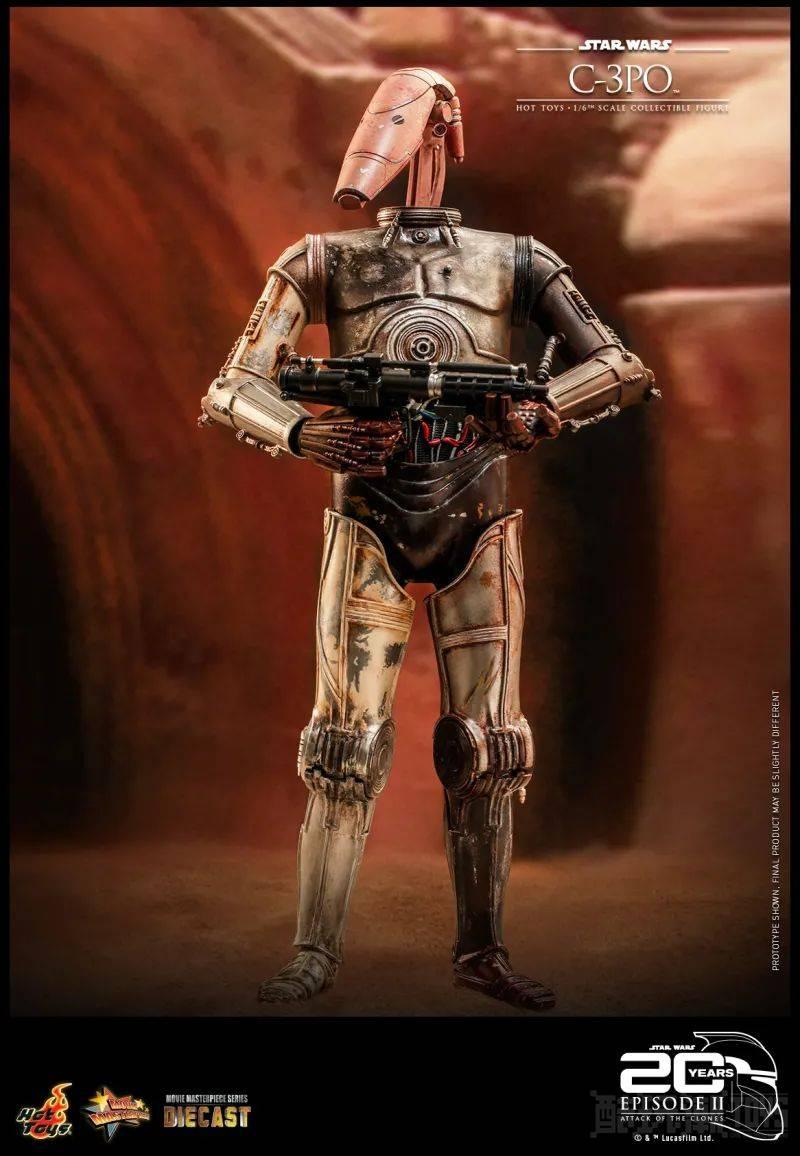 Hot Toys《星球大战前传2：克隆人的进攻》C-3PO 1/6 比例收藏级人偶 可换上 B1战斗机器人头雕朝绝地开枪！ -1