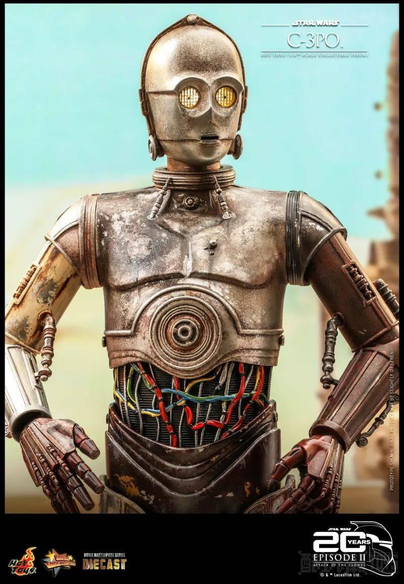 Hot Toys《星球大战前传2：克隆人的进攻》C-3PO 1/6 比例收藏级人偶 可换上 B1战斗机器人头雕朝绝地开枪！ -1