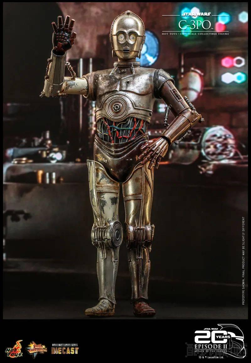 Hot Toys《星球大战前传2：克隆人的进攻》C-3PO 1/6 比例收藏级人偶 可换上 B1战斗机器人头雕朝绝地开枪！ -1