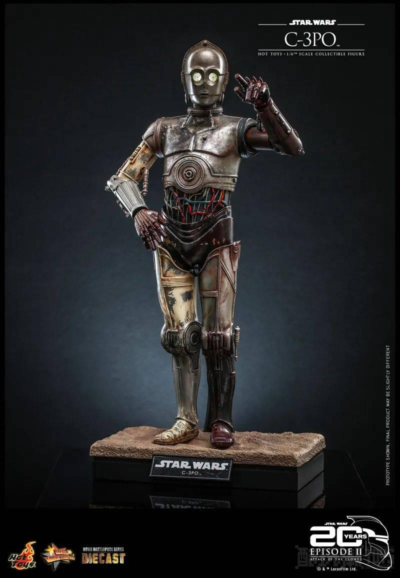 Hot Toys《星球大战前传2：克隆人的进攻》C-3PO 1/6 比例收藏级人偶 可换上 B1战斗机器人头雕朝绝地开枪！ -1