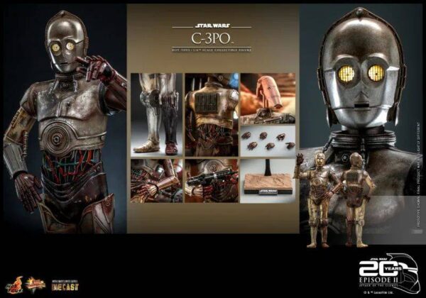 Hot Toys《星球大战前传2：克隆人的进攻》C-3PO 1/6 比例收藏级人偶 可换上 B1战斗机器人头雕朝绝地开枪！