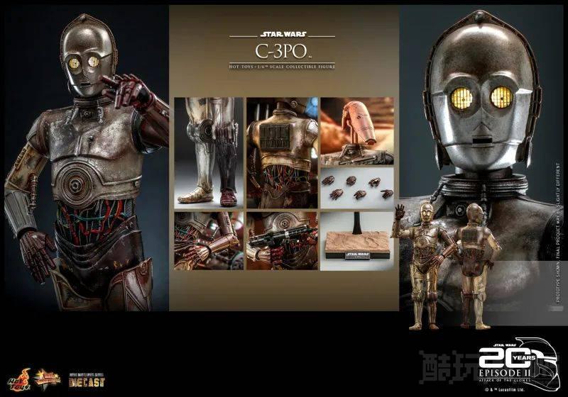 Hot Toys《星球大战前传2：克隆人的进攻》C-3PO 1/6 比例收藏级人偶 可换上 B1战斗机器人头雕朝绝地开枪！ -1