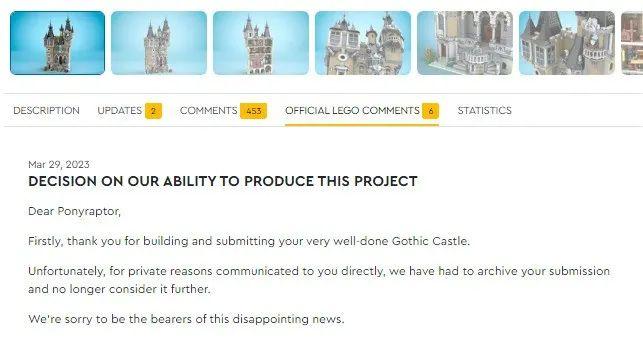 什么原因？乐高IDEAS万票作品《哥特城堡》从2023年第一轮审查阶段被剔除 -2