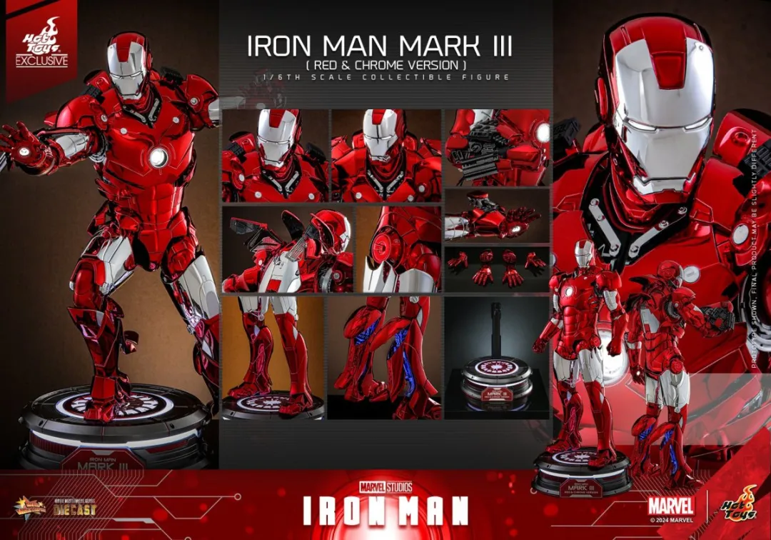 Hot Toys『钢铁侠MK 3电镀红银色版）』1/6比例收藏级可动人偶